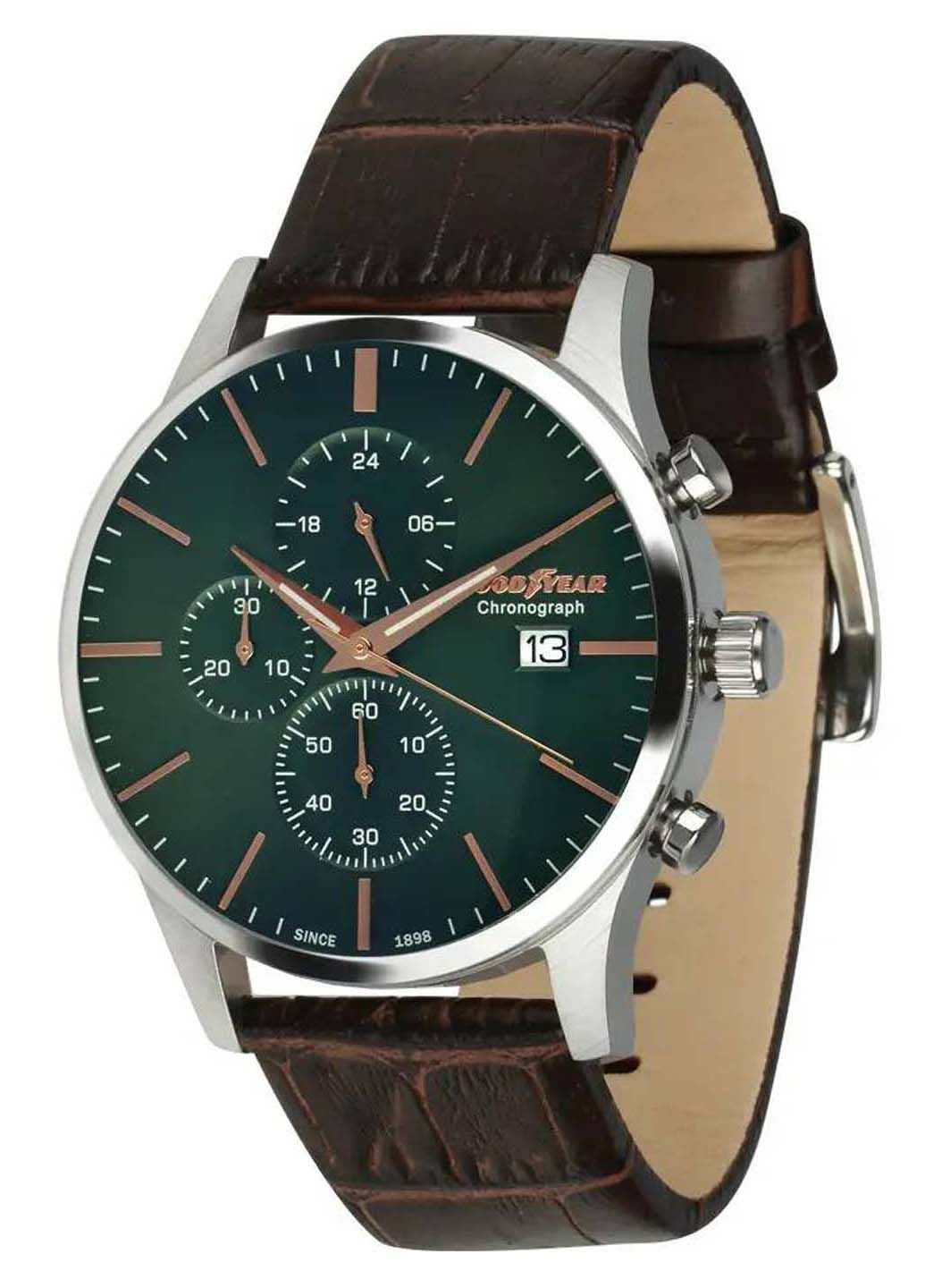 Наручний годинник Зелений G.S01252.02.02 Goodyear (299381833)