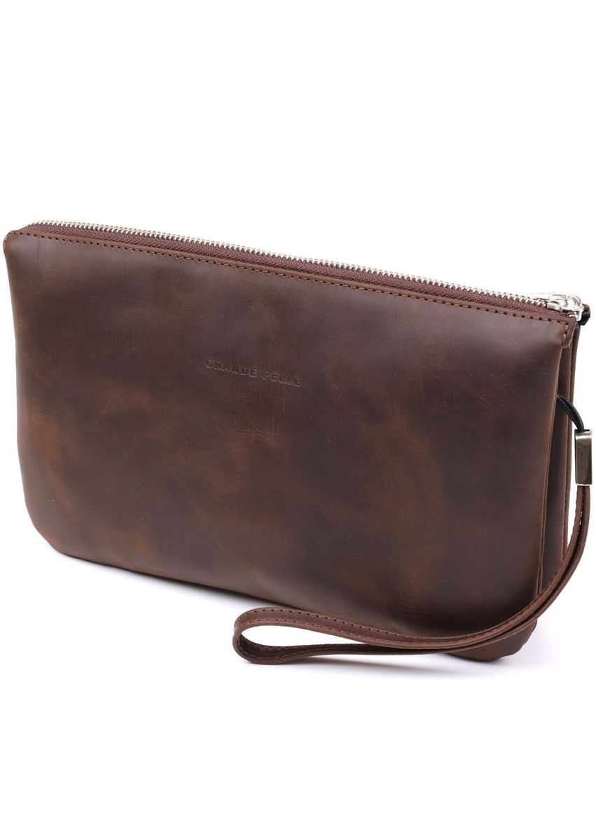 Барсетка мужская винтажная 11145 кожаная Коричневая Grande Pelle (298567337)