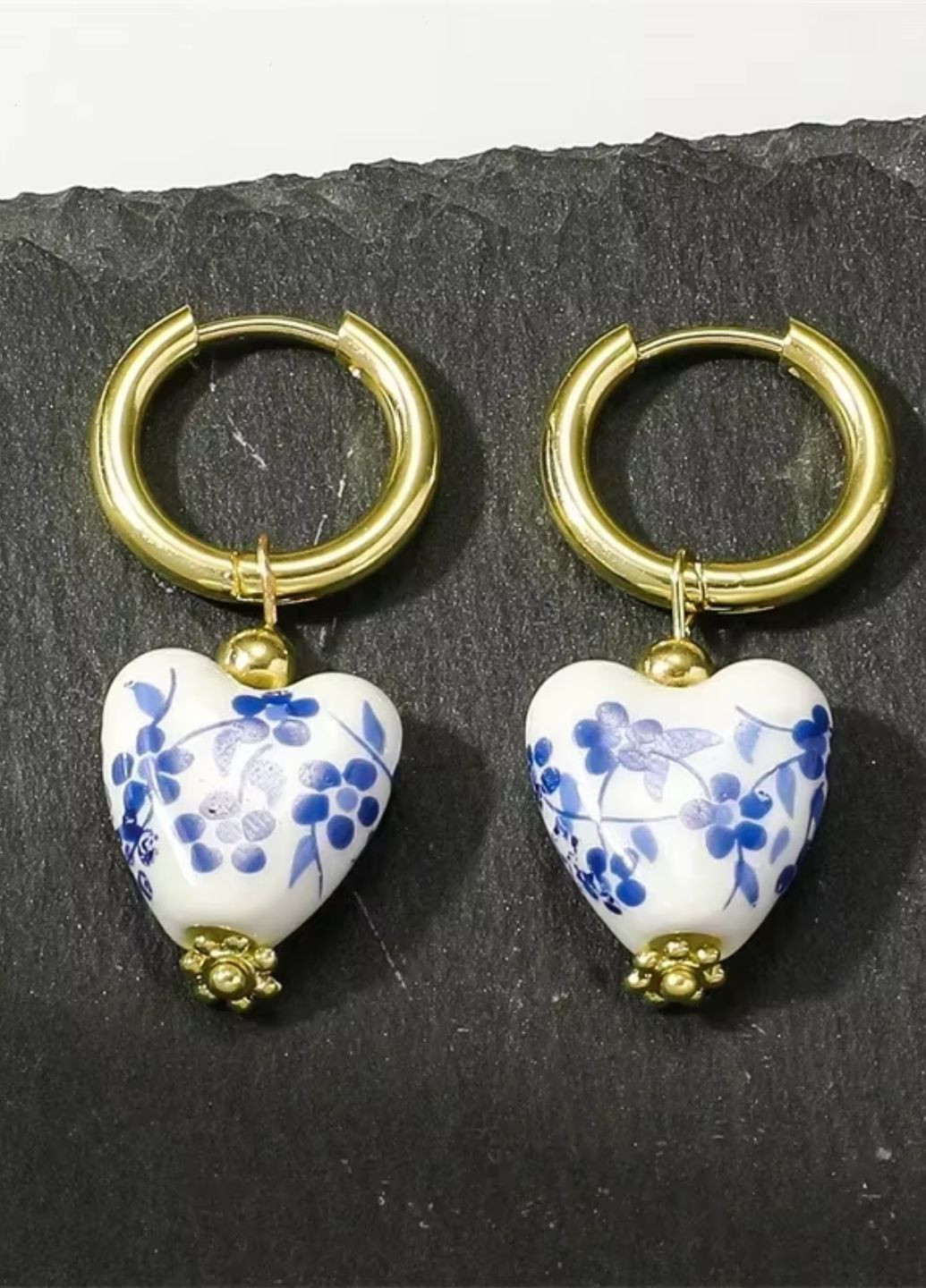 Серьги женские с голубым цветочным узором No Brand (323017291)