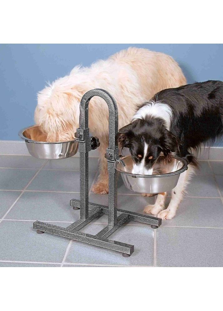 Миска для собак подвійна на регульованій підставці-дужці металева 2x2,8 л/24 см h-43 см Trixie (355254872)