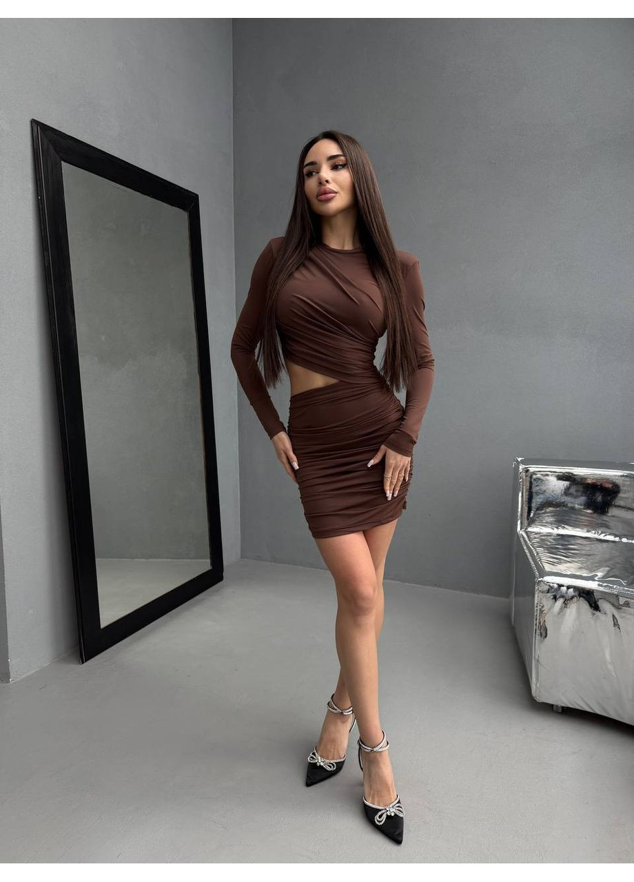 Коричневое праздничный, коктейльное, повседневный, вечернее, кэжуал женское платье силуэтная Asi.Store.ua