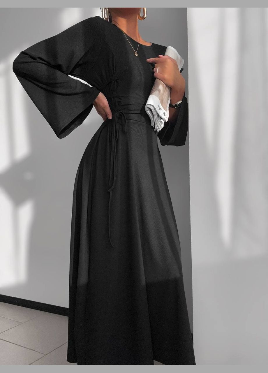 Чорна повсякденний, святковий, коктейльна, вечірня жіноча сукня кльош, з спідницею-сонце FINO Mode