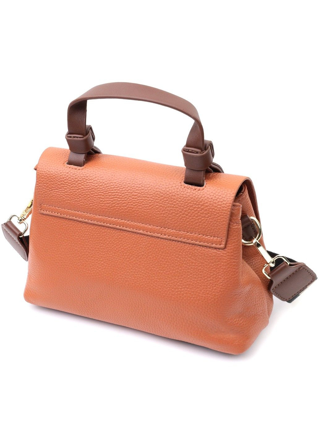 Елегантна сумка для жінок з короткою ручкою з натуральної шкіри 22669 Руда Vintage (297983206)