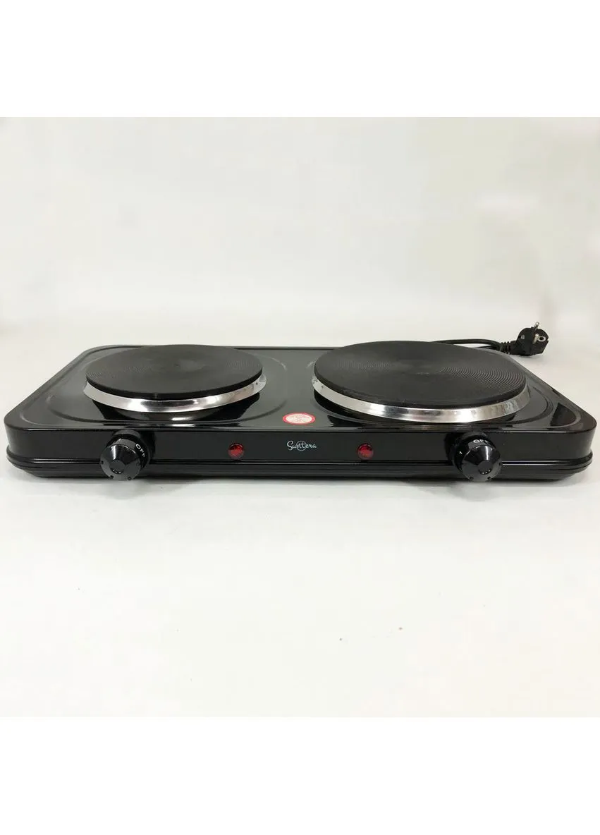 Плитка настольная электрическая DP-1935B, 2500 W, 2 конфорки разного диаметра. Цвет: черный Suntera (390001163)