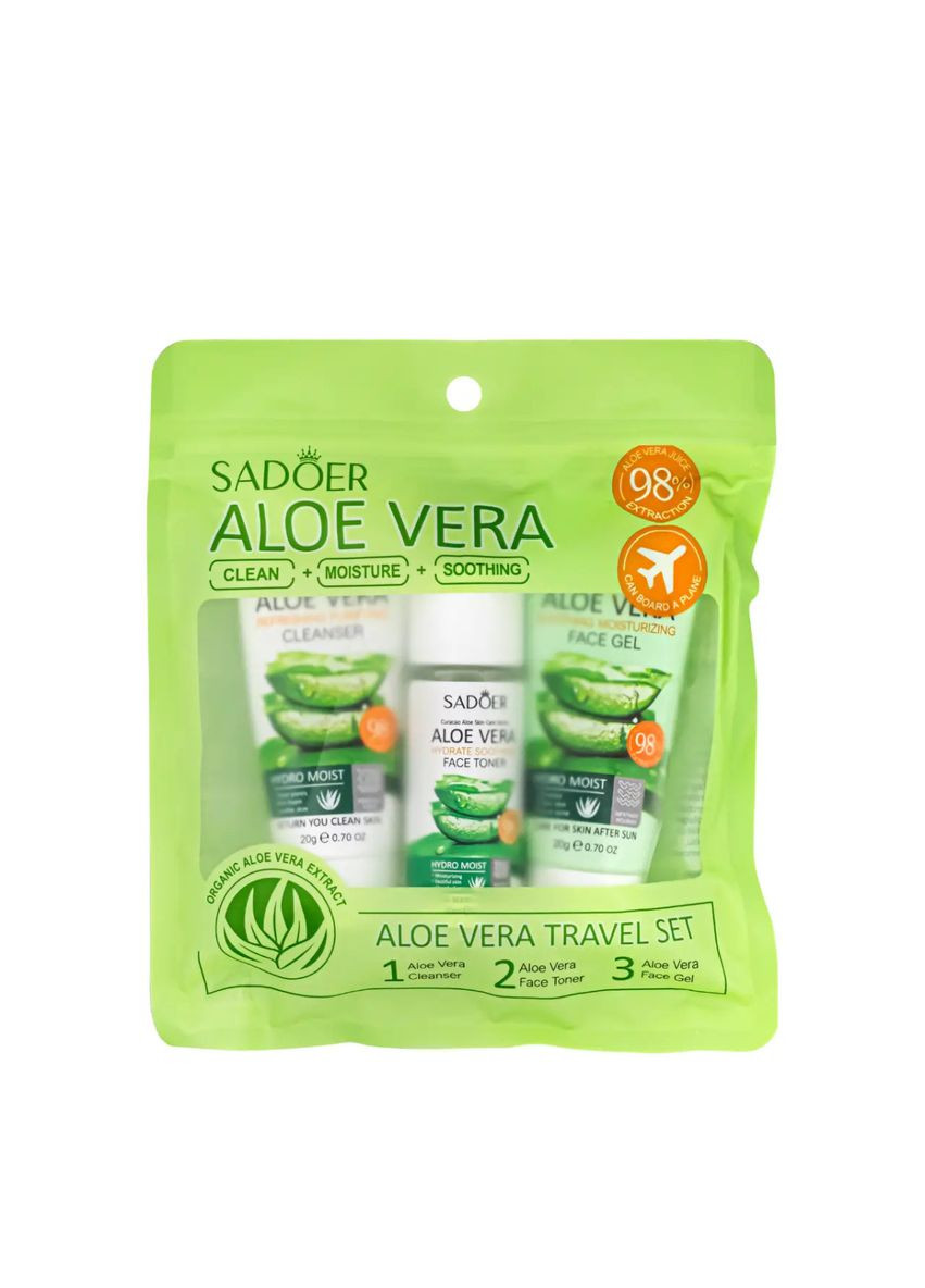 Дорожный набор косметики 3в1 для ухода за кожей лица SADOER из алоэ вера Plus-plus (354796986)