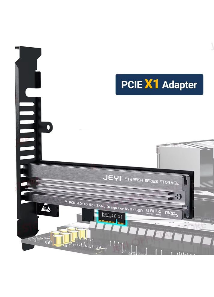 Перехідник Адаптер PCI-E на SSD M.2 NVMe Starfish PCIе 4.0/3.0 X1 з алюмінієвим радіатором JEYI (341325784)