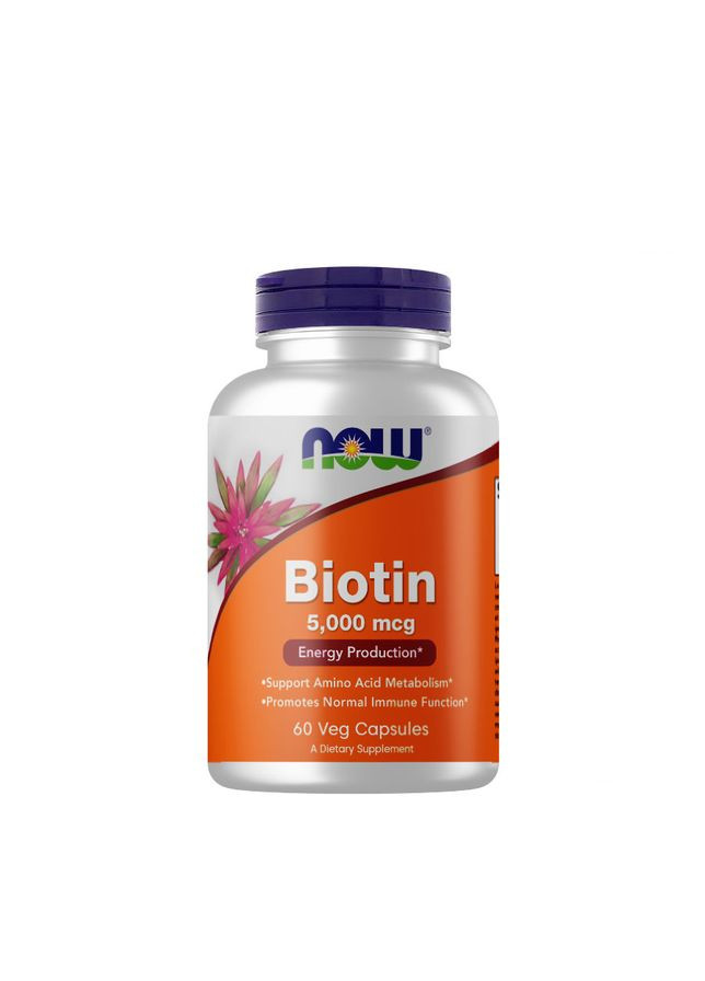 Витамины и минералы Biotin 5000 mcg, 60 вегакапсул Now (322292748)