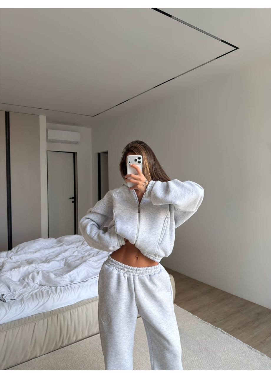 Теплий костюм з турецької тринитки на флісі | 2-ка з подвійним капюшоном Україна (366671233)