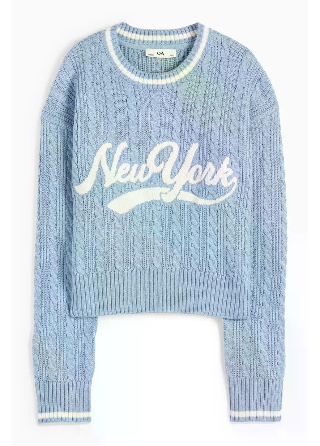Голубой демисезонный детский вязаный свитер для девочки 128 см голубой (25082735) джемпер C&A