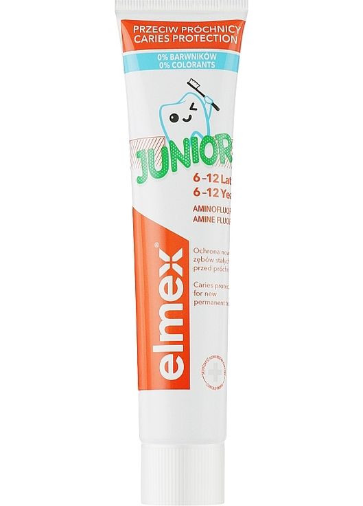 Детская зубная паста Junior для детей 6-12 лет от кариеса Junior Toothpaste 75ml (686787-31015603) Elmex (368639417)