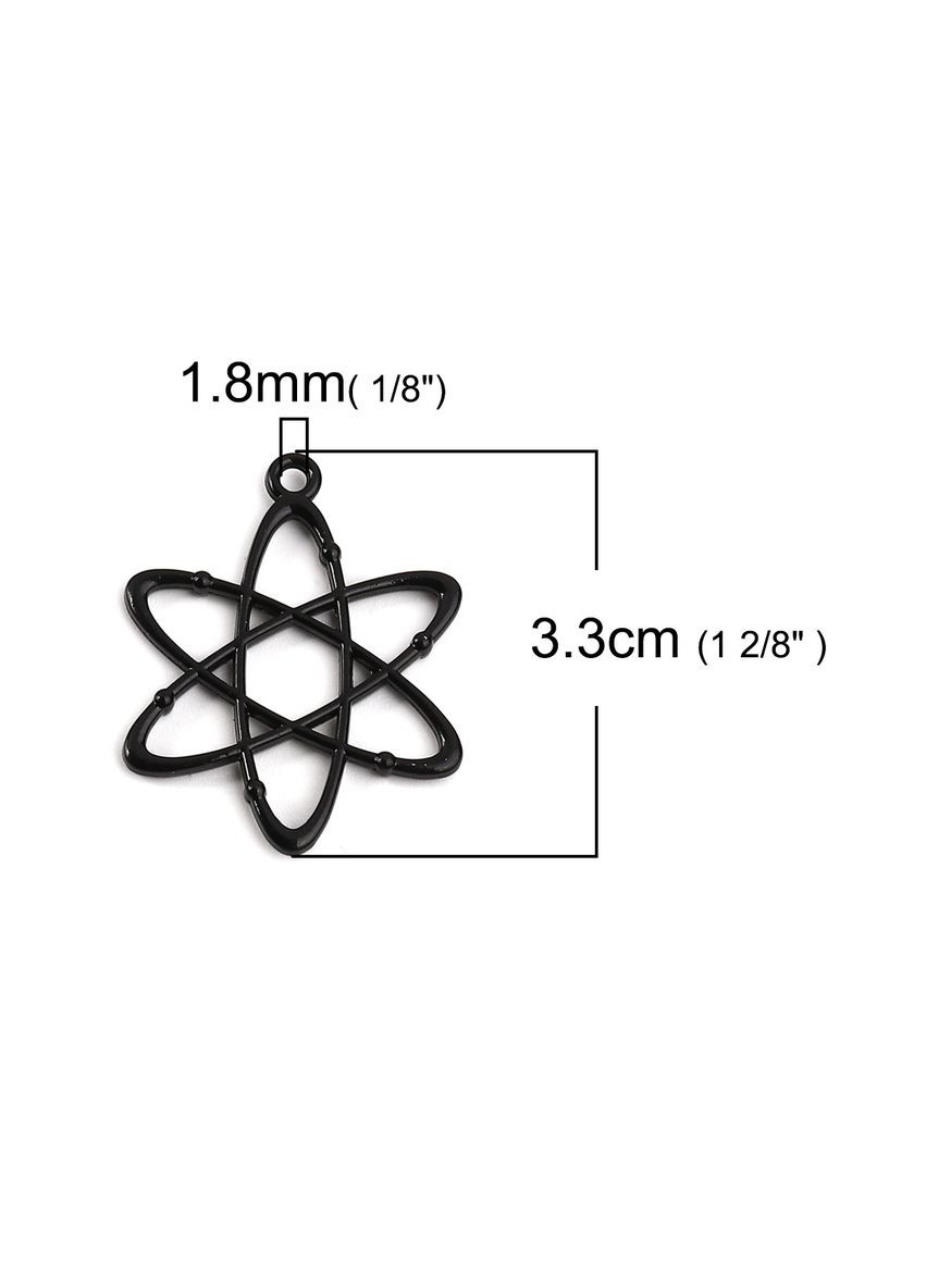 Підвіски металеві Кулон атом молекула Чорний 33 мм x 26 мм Finding (332793174)