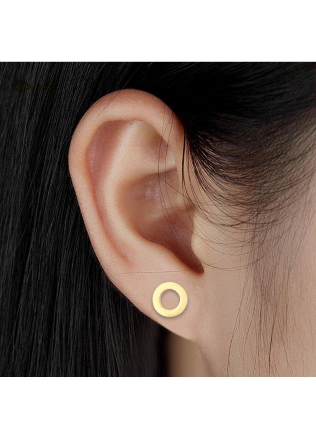 Серьги круглые из нержавеющей медицинской стали с позолотой ES-126 No Brand (299330618)