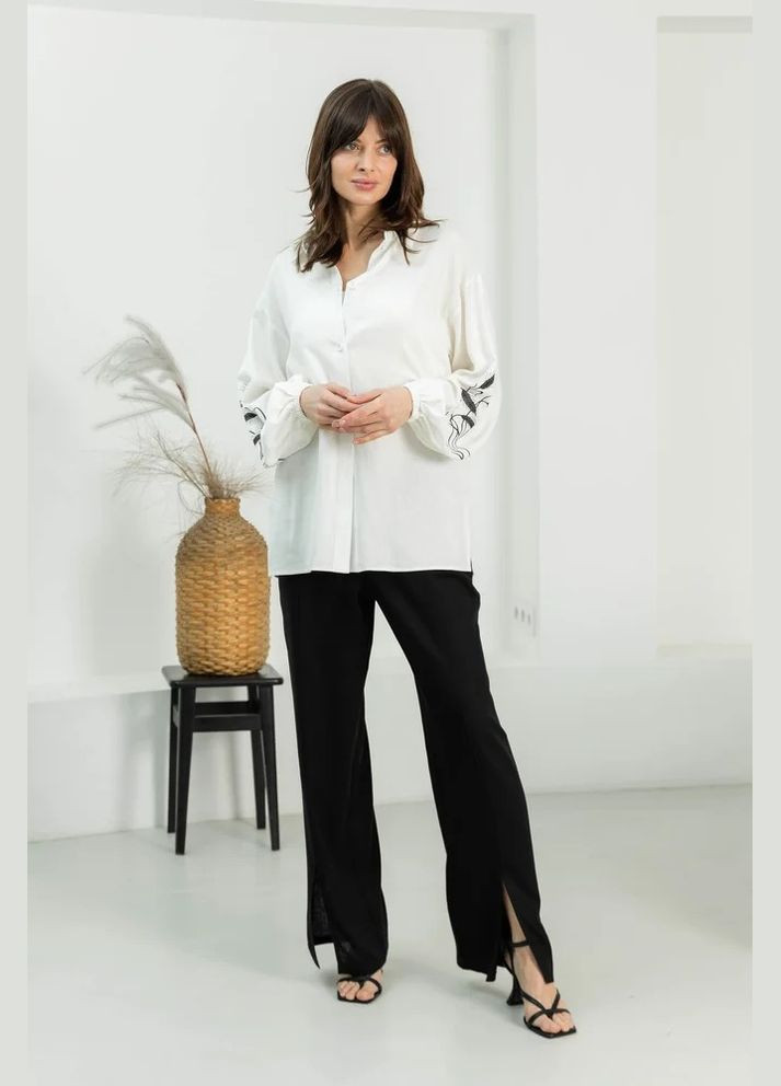 Белая повседневный рубашка Seventeen с длинным рукавом