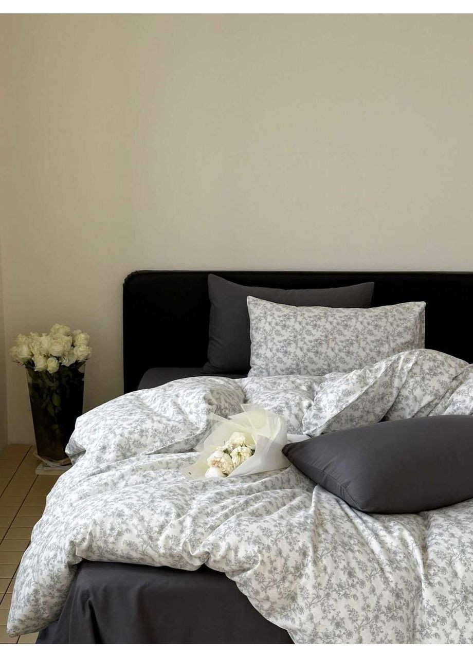 Постільна білизна муслін 200_230_302pbm біло-сіра Kunmeng (372475400)