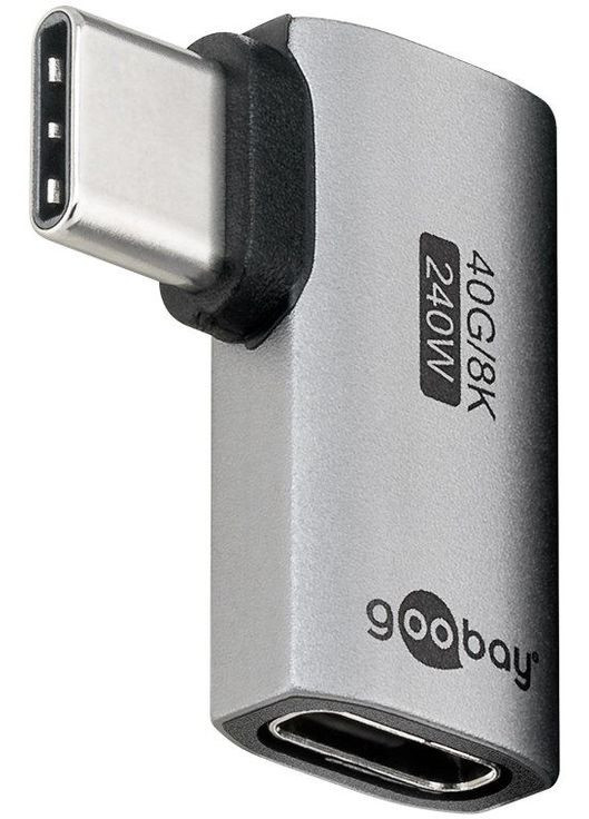 Переходник USB Type C M/F (папа/мама) (адаптер) (USB4) 40Gbps 240W 90° горизонт Goobay (369646471)