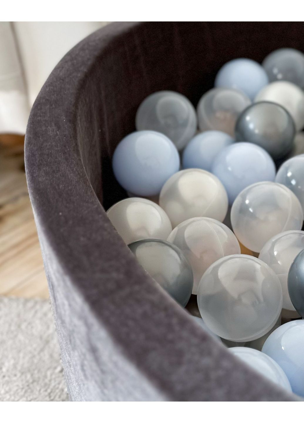 Сухий Басейн з 300 кульками з оксамиту (велюр) сірий JoyfulKids (369965042)