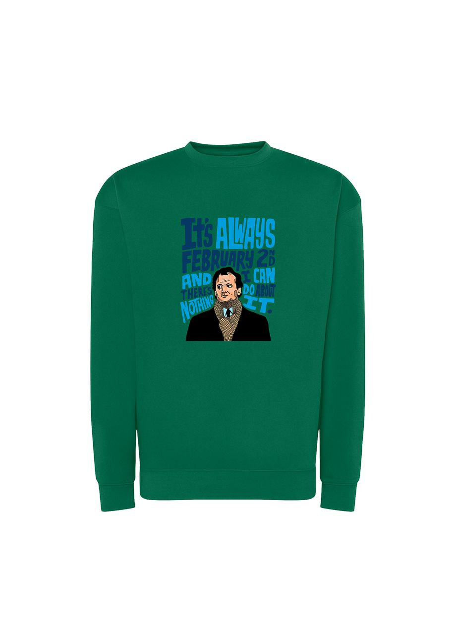 Зеленый новогодний свитшот с принтом "опять то же самое". день сурка (10876393673) ТiШОТКА (368570970)