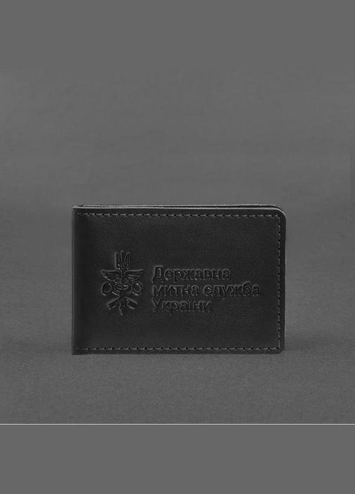 Шкіряна обкладинка для посвідчення (картки) державної митної служби (ДМС) Чорна (A-028519) BlankNote (328961451)
