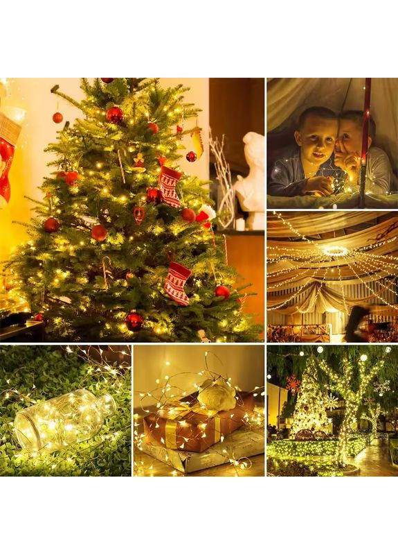 Гирлянда нить с USB, длина 20м, 200Leds, цвет желтый No Brand (322581840)