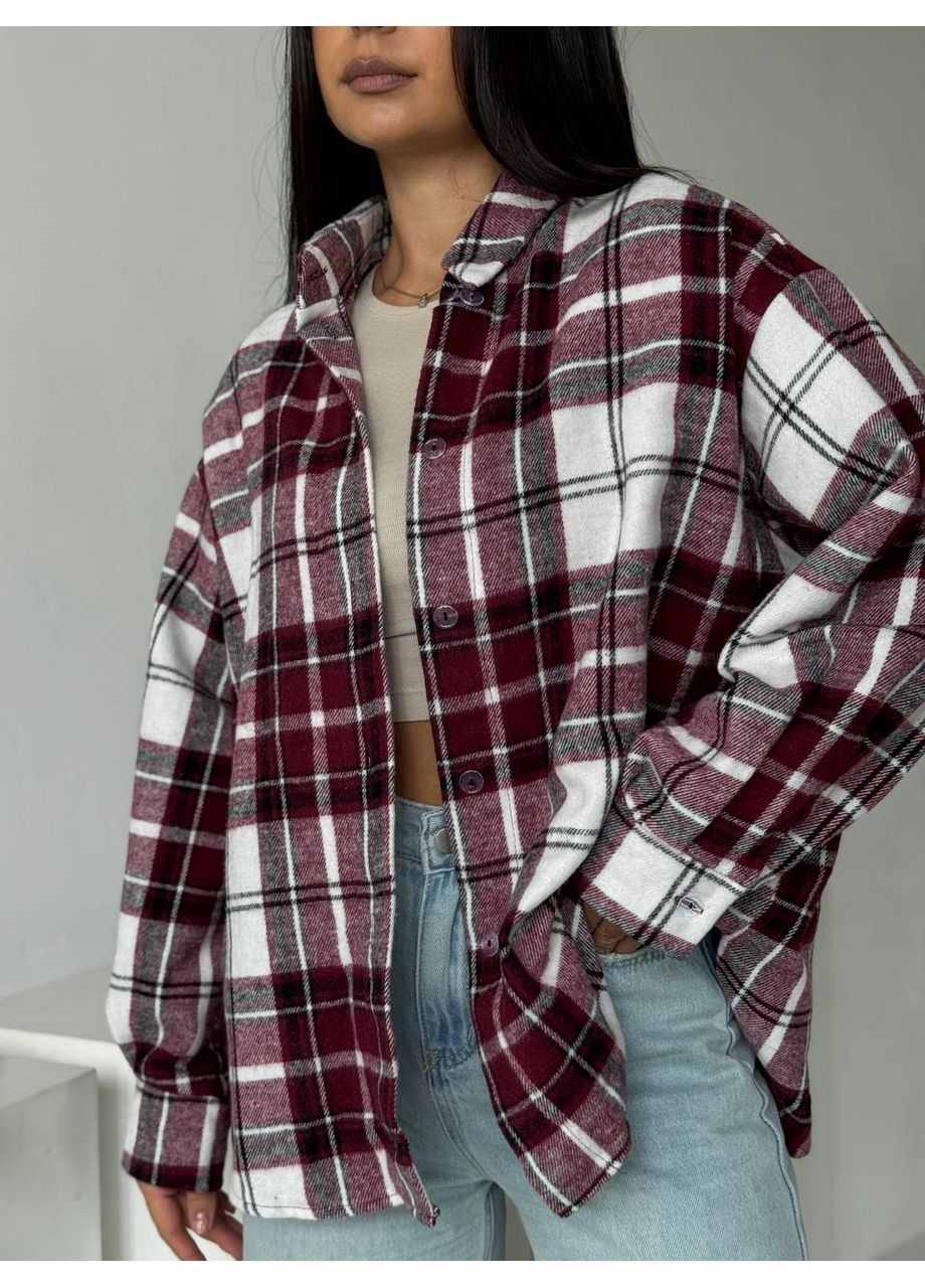 Сорочка в клітинку oversize із м’якої тканини No Brand (365251043)