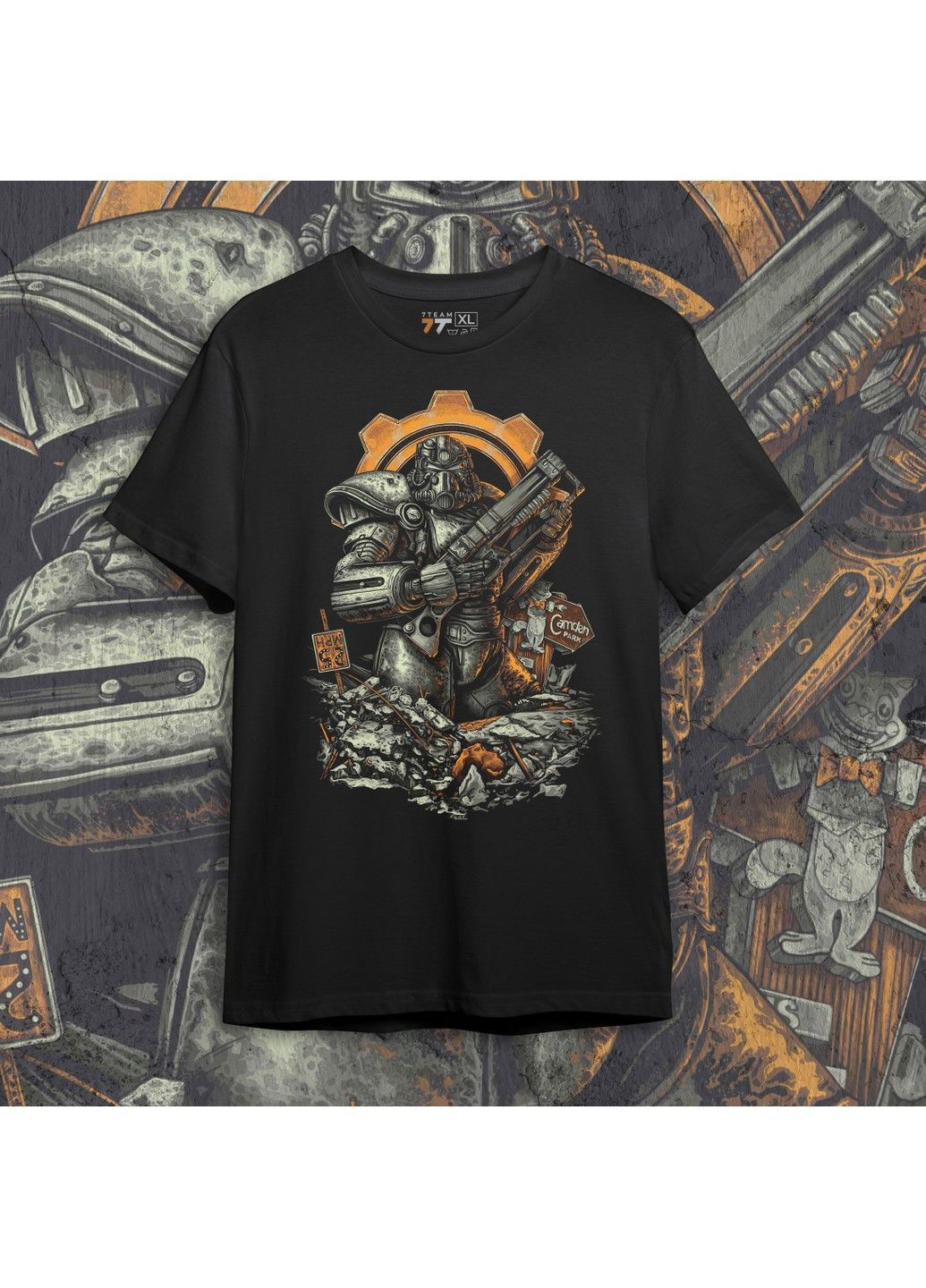 Чорна футболка з принтом fallout - brothers of steel No Brand