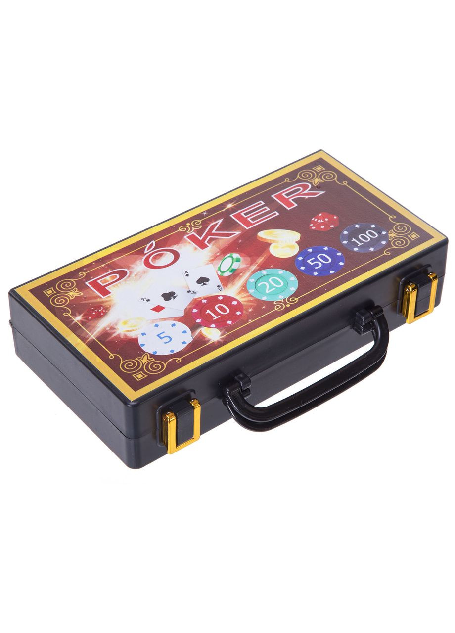 Набор для покера в пластиковом кейсе SP-100S-2E (100 фишек, с номиналом, 2 кол.карт, 5куб) (100S-2E) SP-Sport (361440103)