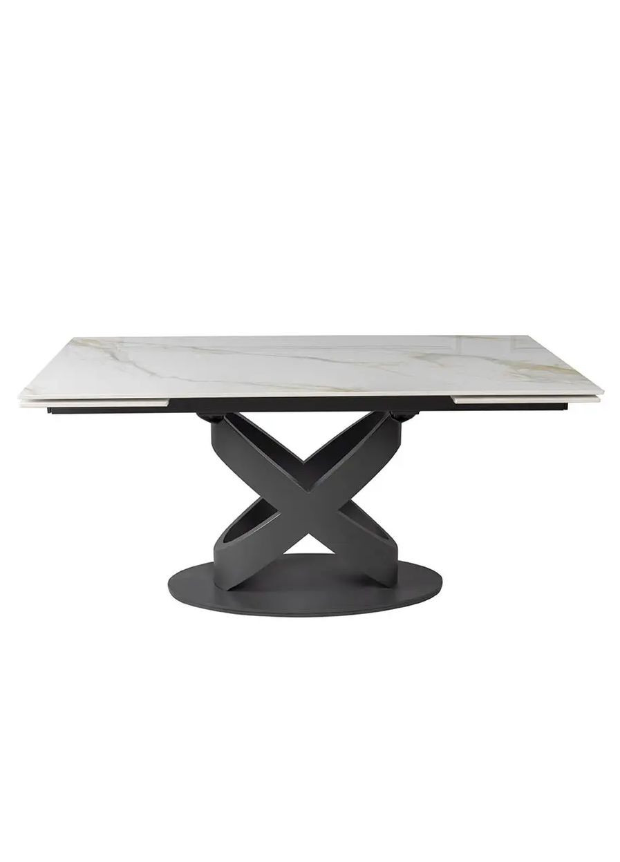 Стол Ричмонд обеденный раскладной 160/240x90x75 глянец черные ноги Prestol (372178824)