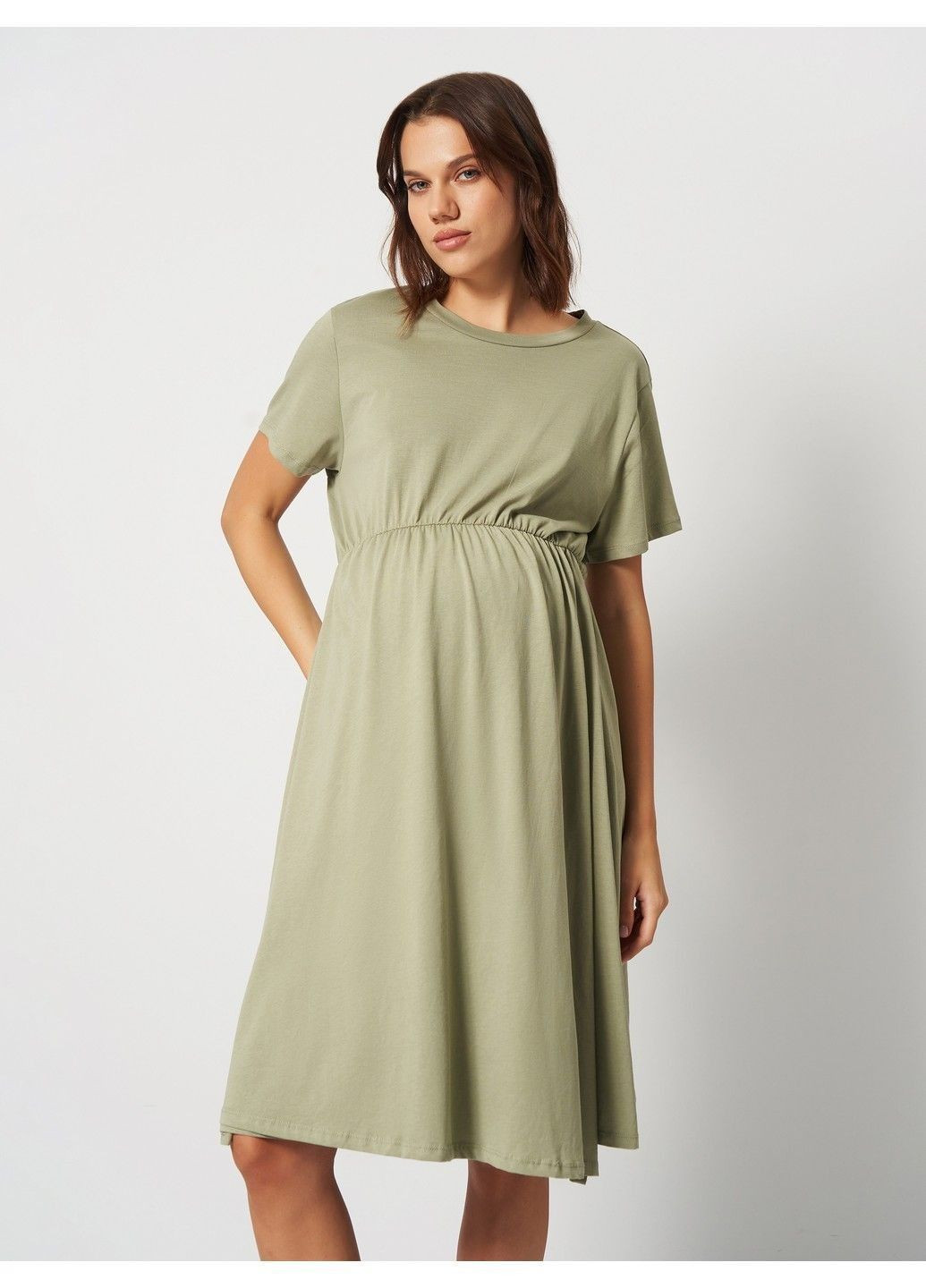 Оливковое (хаки) кэжуал платье для беременных H&M однотонное