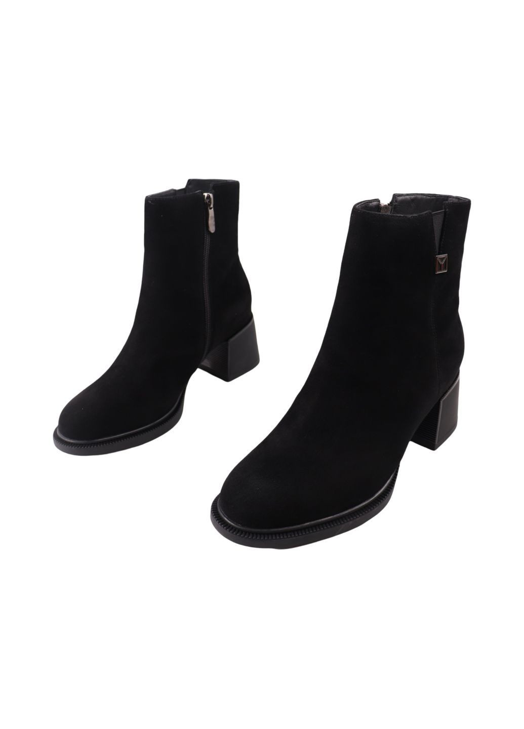 Черные ботильоны женские черные натуральная замша VIDORCCI 80-24DH