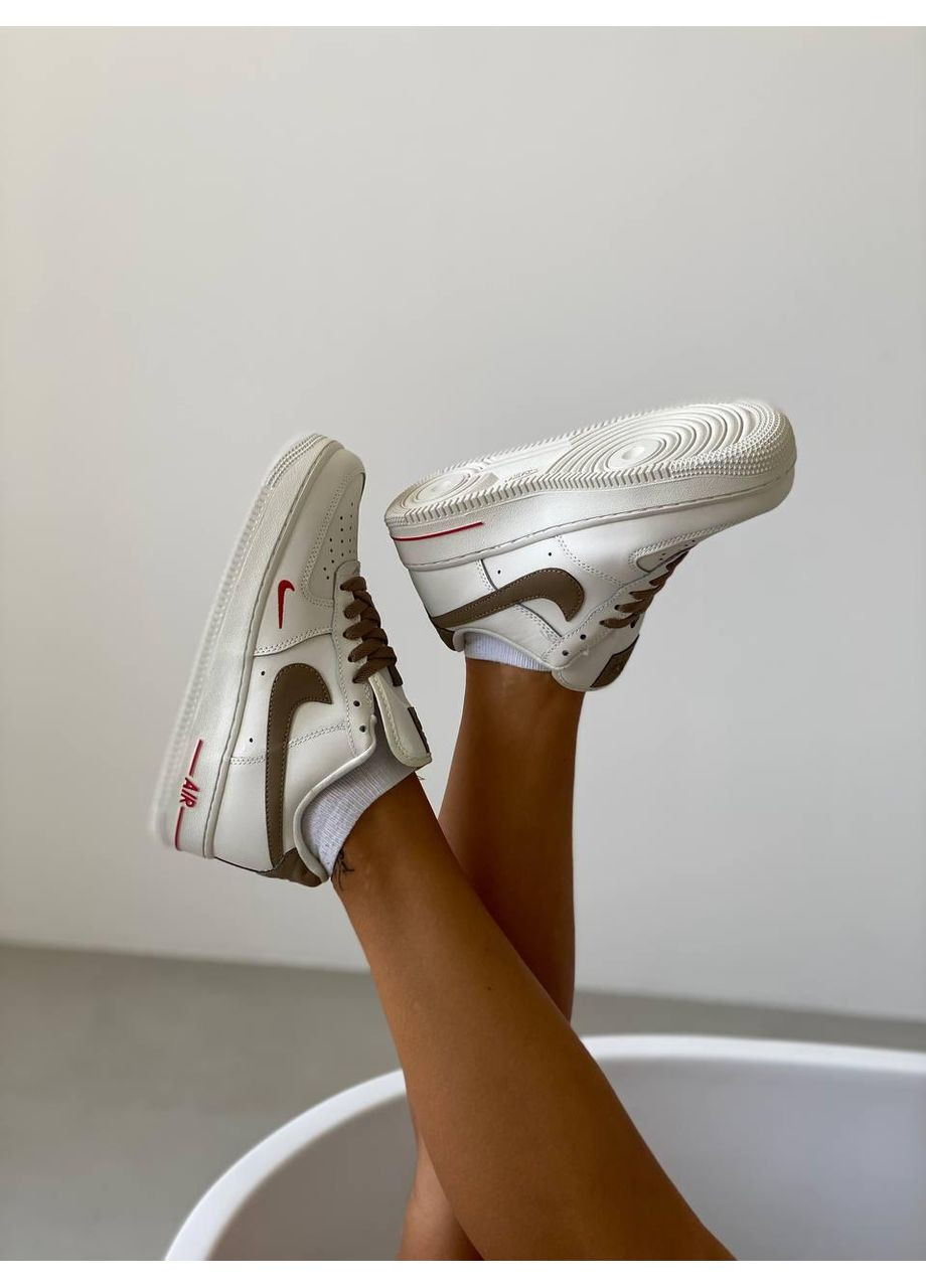 КРОССОВКИ ЖЕНСКИЕ NIKE AIR FORCE 1 LOW PREMIUM MOCCO НАЙК АИР ФОРС 1 ПРЕМИУМ No Brand коричневые демисезоны (367178003)