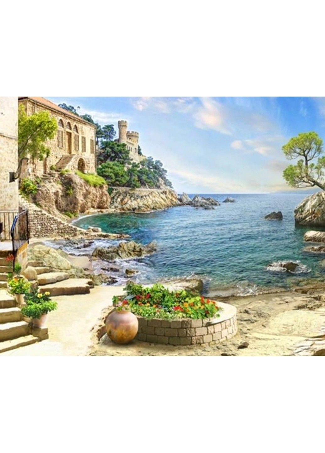 Алмазная мозаика вышивка Голубой залив Морской пейзаж на подрамнике полная 30х40 No Brand (332208711)