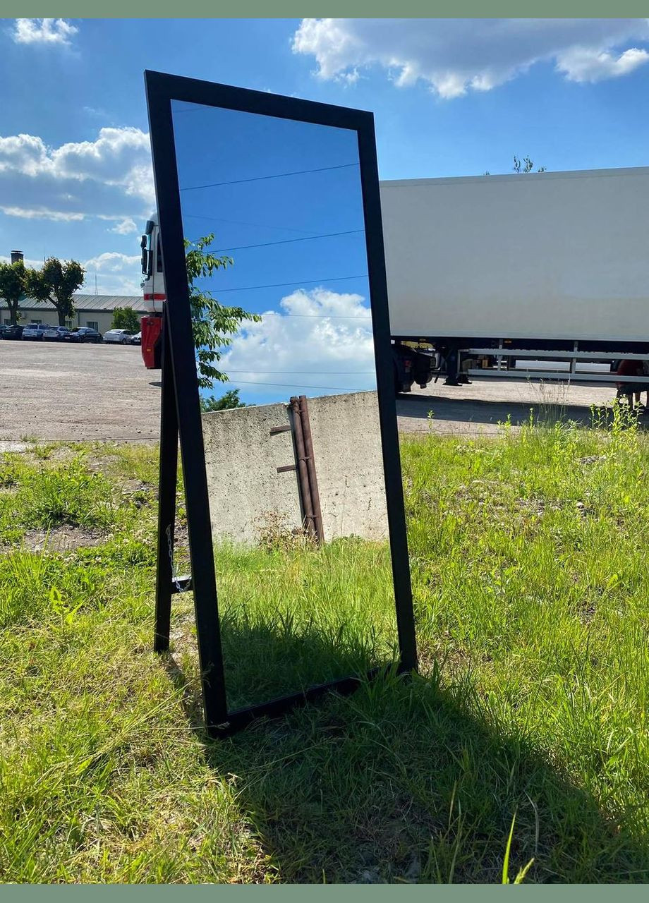 Зеркало большое напольное в прямой раме черного цвета на ножке 170 х 70 см No Brand (333823475)