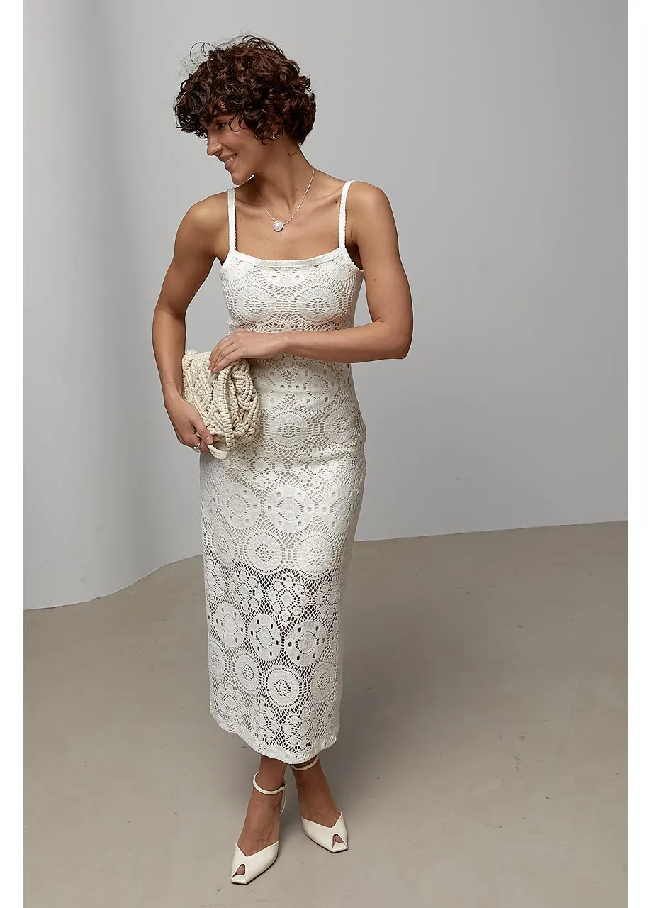 Молочное кэжуал платье Lurex в горошек