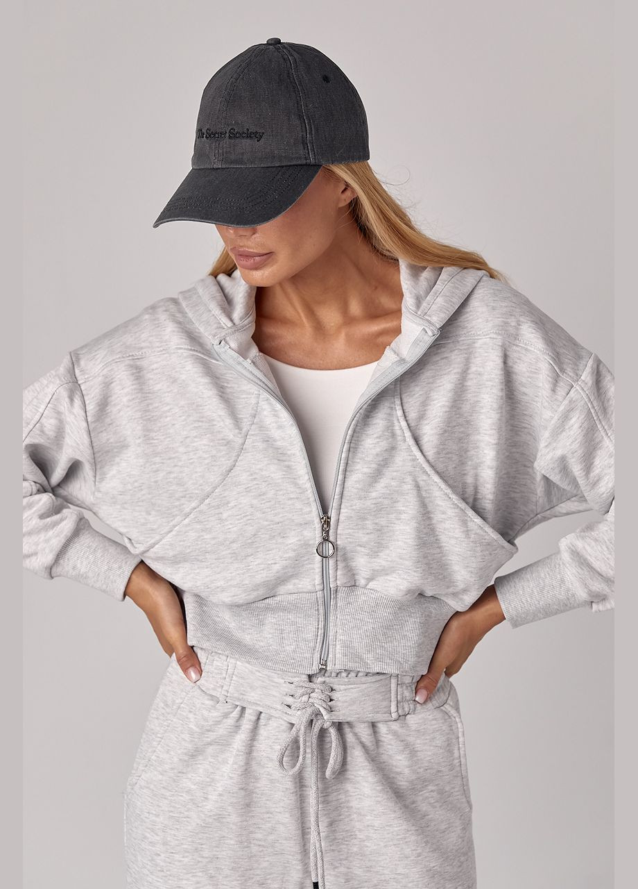 Спортивный костюм с коротким худи и штанами со шнуровкой на поясе Lurex (301269653)