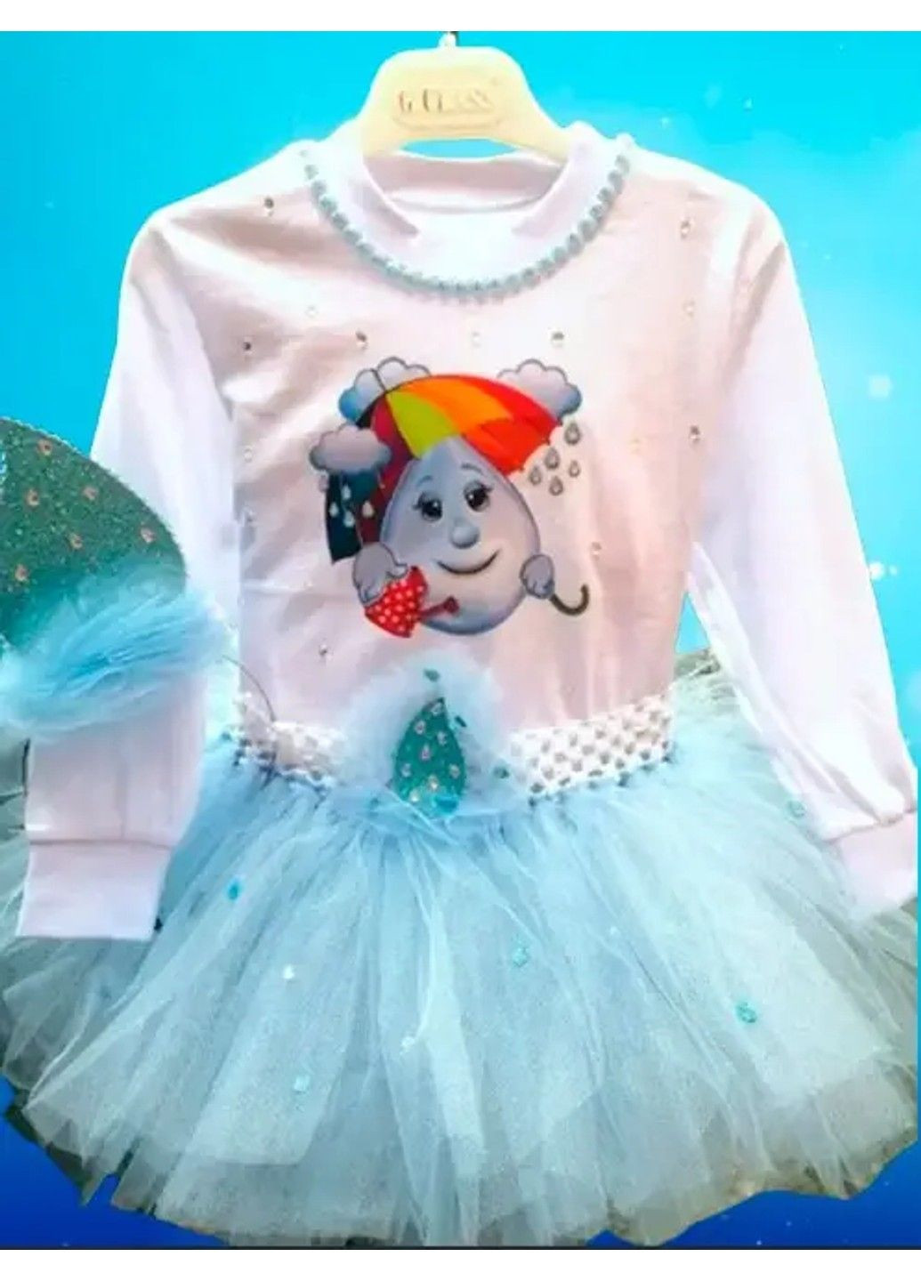 Білий святковий тематичний комплект для дівчинки "краплинка" спідничний No Brand