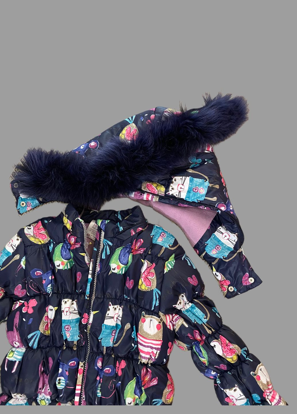 Синє зимнє Зимове дитяче пальто для дівчинки Mone