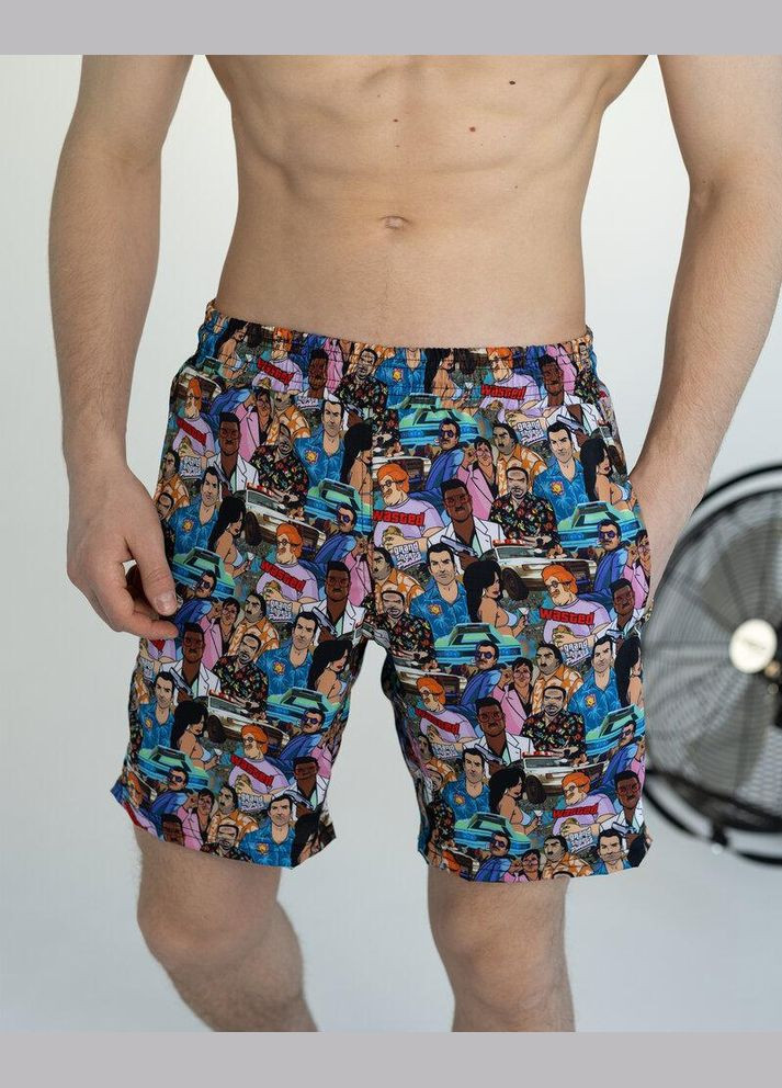 Чоловічі літні пляжні шорти сині з принтом GТА Freedom (345122711)