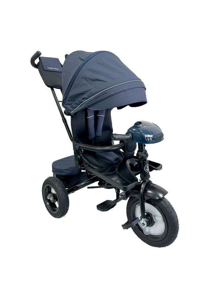 Дитячий триколісний велосипед темно-синій для дітей від 16 місяців з музичною панеллю та ременями безпеки Turbo Trike (368757166)