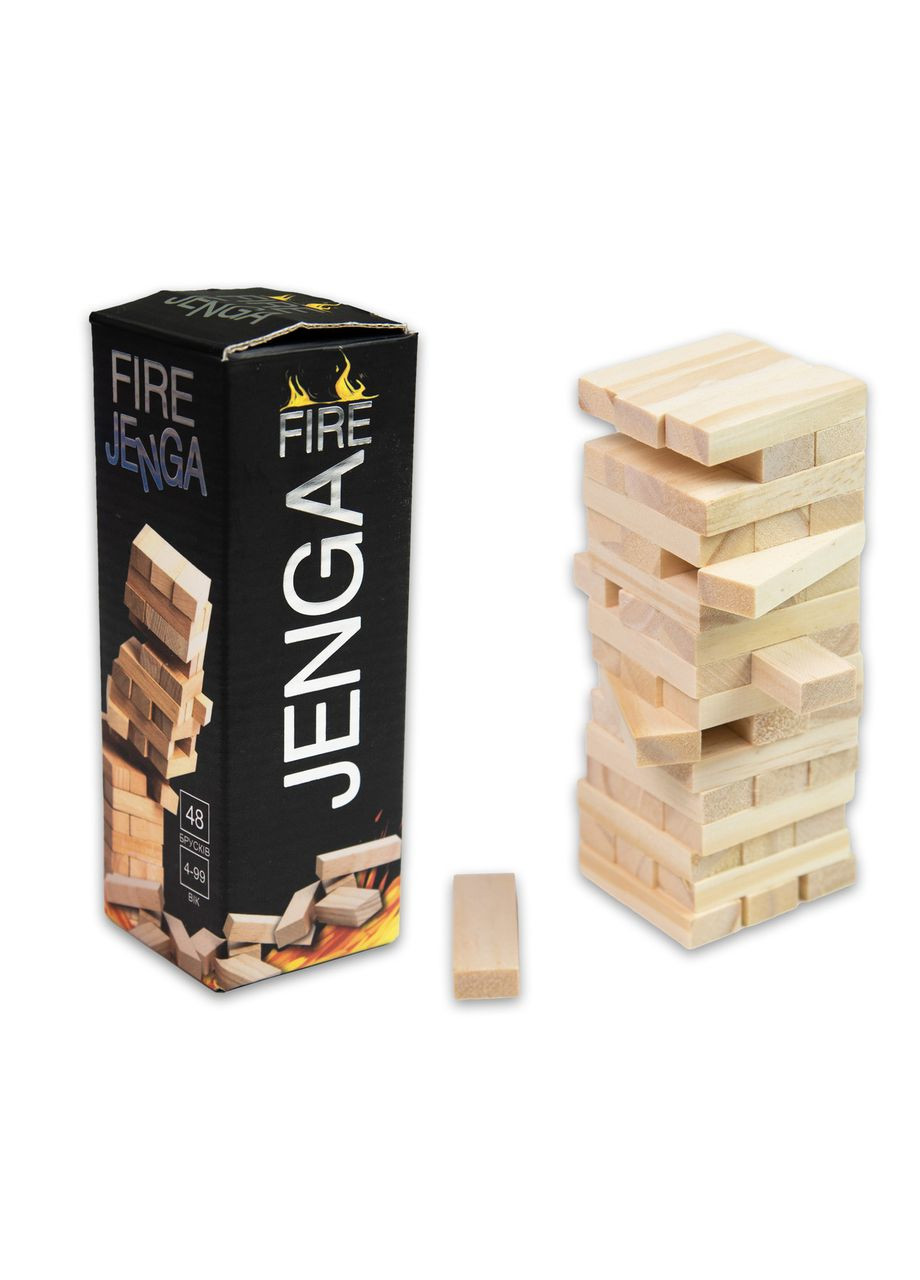Настільна гра для дітей 4+ Fire Jenga від дерев'яна активна для компанії набір 48 шт. Strateg (362426452)