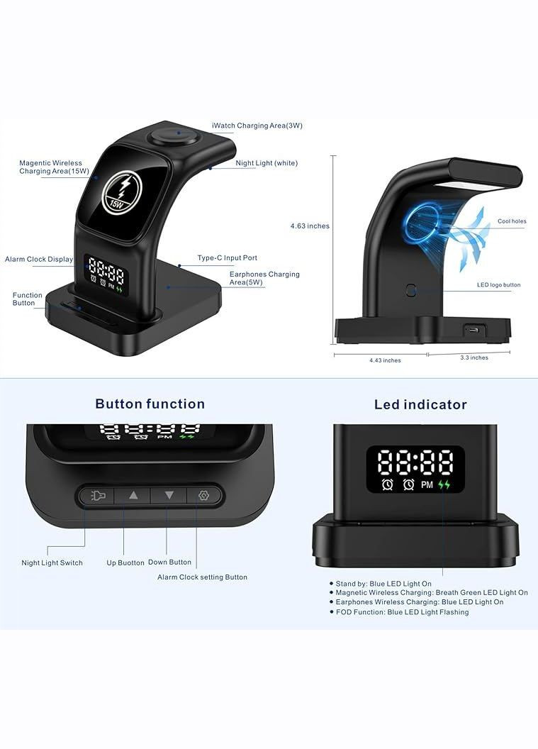 Бездротова Зарядна станція-годинник ET-WC37 15W Earldom (301087015)