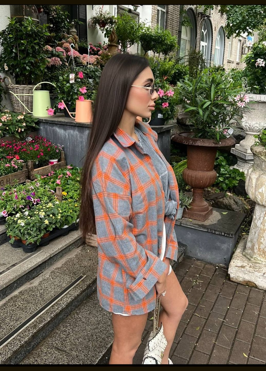 Серая кэжуал рубашка в клетку Canvas с длинным рукавом