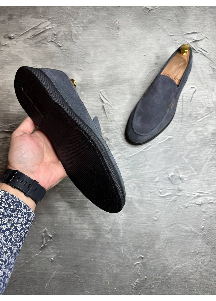 Графитовые туфли лоферы из натуральной замши, внутри кожа. Україна