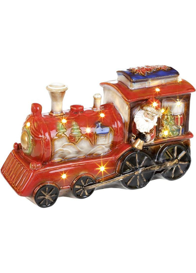Декор новорічний Паровозик Санти кераміка 36х13х21 см різдвяна прикраса для дому та свята Bona (368991088)