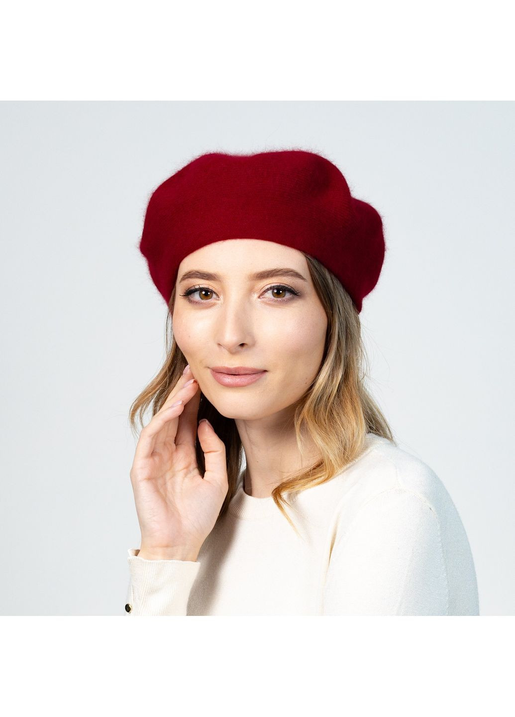 Берет жіночий ангора червоний ЗОРЯНА LuckyLOOK 597-273 (322789866)