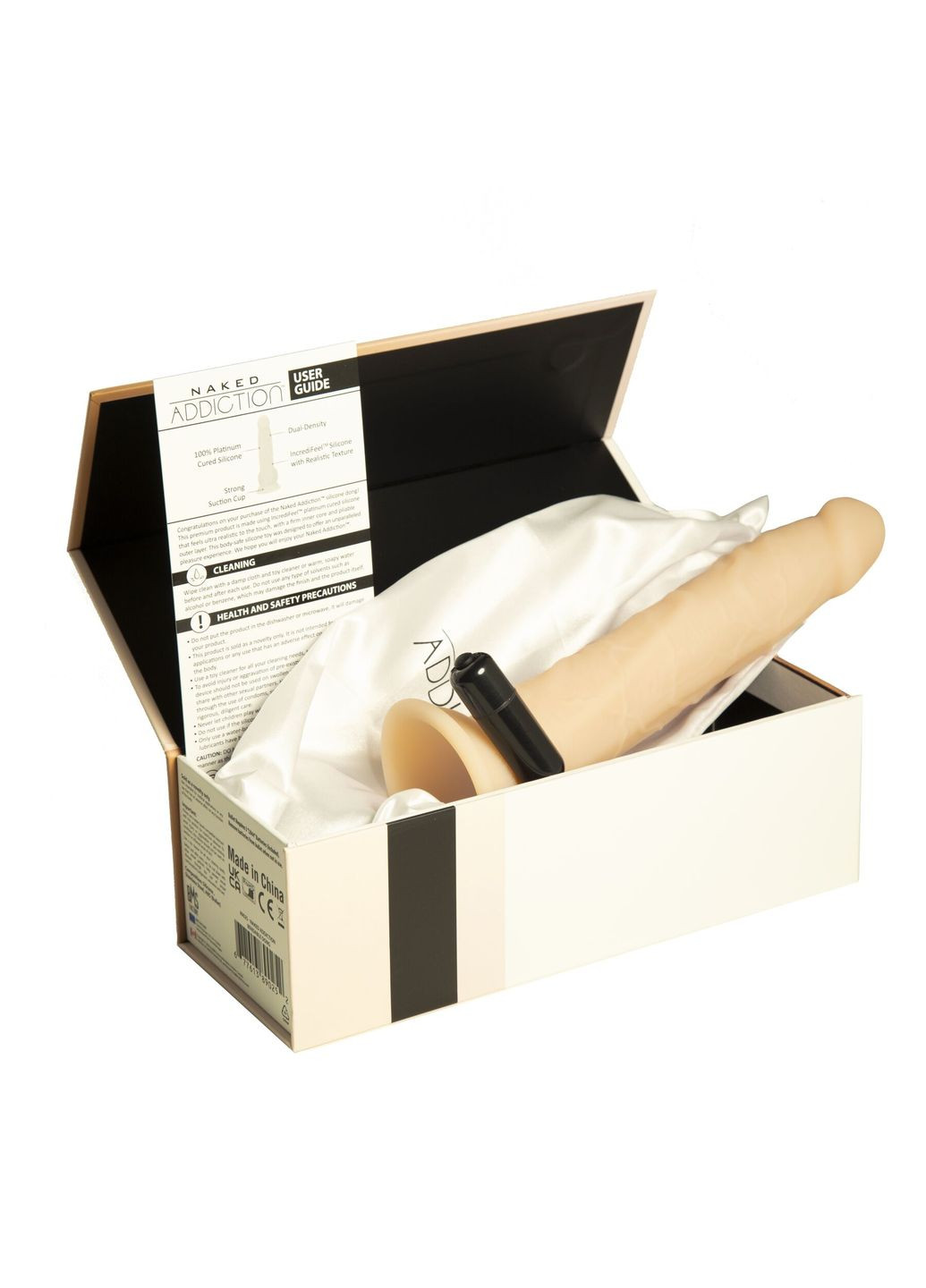 Фаллоимитатор Naked - 9″ Silicone Dual Density Bendable Dildo Vanilla, виброшар в подарке ADDICTION (335392947)