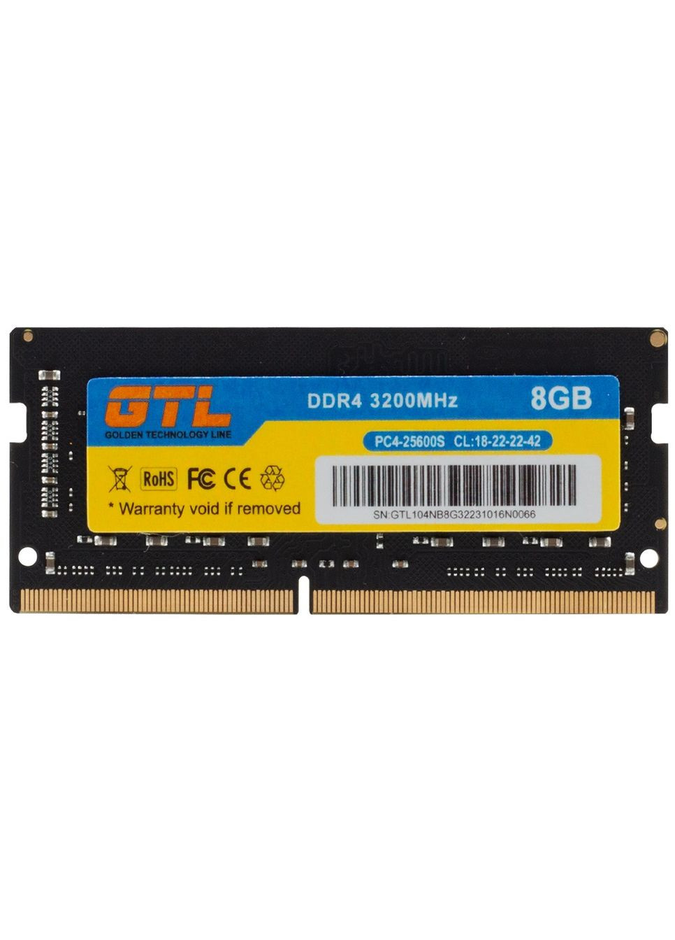Пам'ять SODIMM, DDR4, 8Gb, 3200 MHz,, 1.2V, CL22 (GTLSD8D432BK) GTL (314835985)