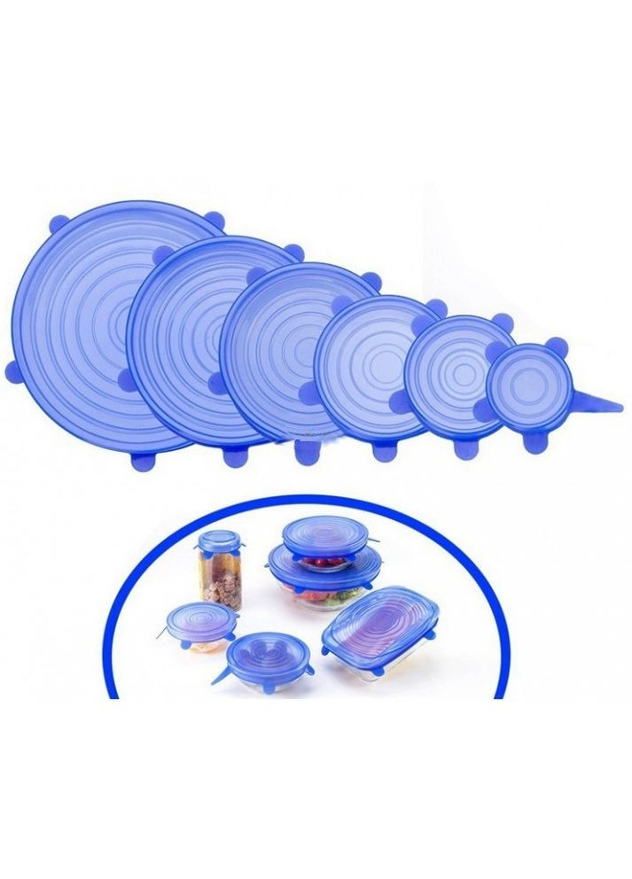 Набор силиконовых крышек 6 шт, банки, кастрюли, миски. No Brand (348118970)