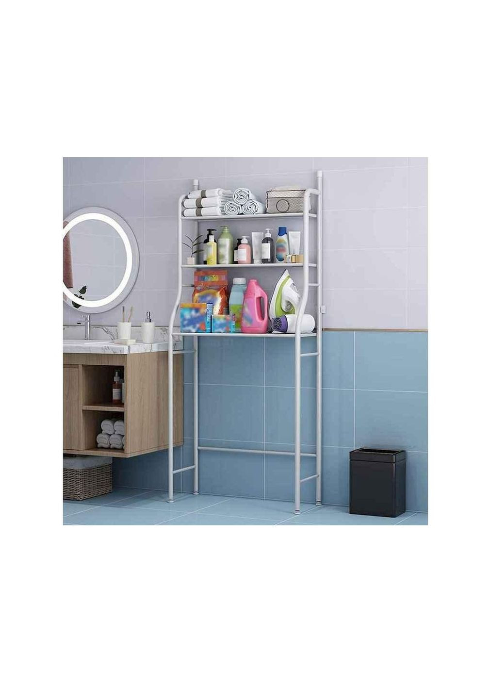 Полиця-стелаж 3яр над пральною машиною 65*25*155см R94069 білий ТМ Stenson (303418153)