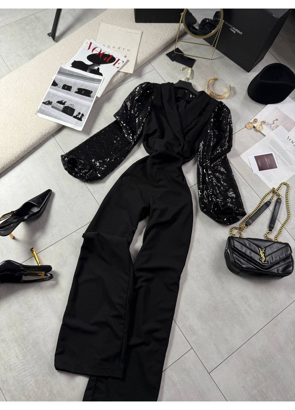 Комбінезон — ЗАМІРИ В ОПИСІ DK/DL Мода без кордонів однотонний чорний повсякденний