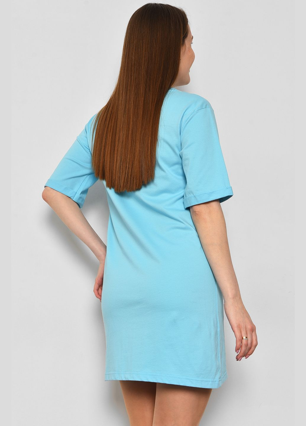 Жіноча туніка з тканини лакоста блакитного кольору. Let's Shop (292630397)